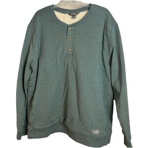 Eddie Bauer Men’s Sherling-lined Teal Henley Shirt Longsleeves Sixe XL